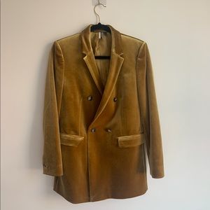 Topshop velvet blazer in gold